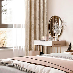 Abstract Metallic Velvet Curtains Beige – Foil Print, Fully Lined & Room Darkening