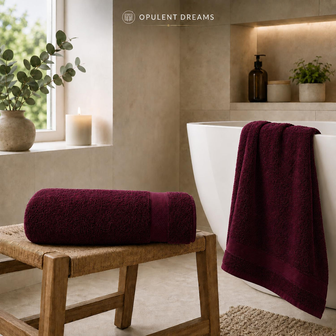 Luxury 100% Egyptian Cotton Towel Set – Maroon, Super Soft & Quick-Dry