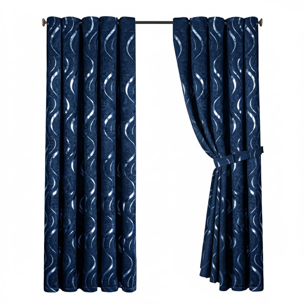 Premium Silver Wave Room Darkening Curtains – Pair