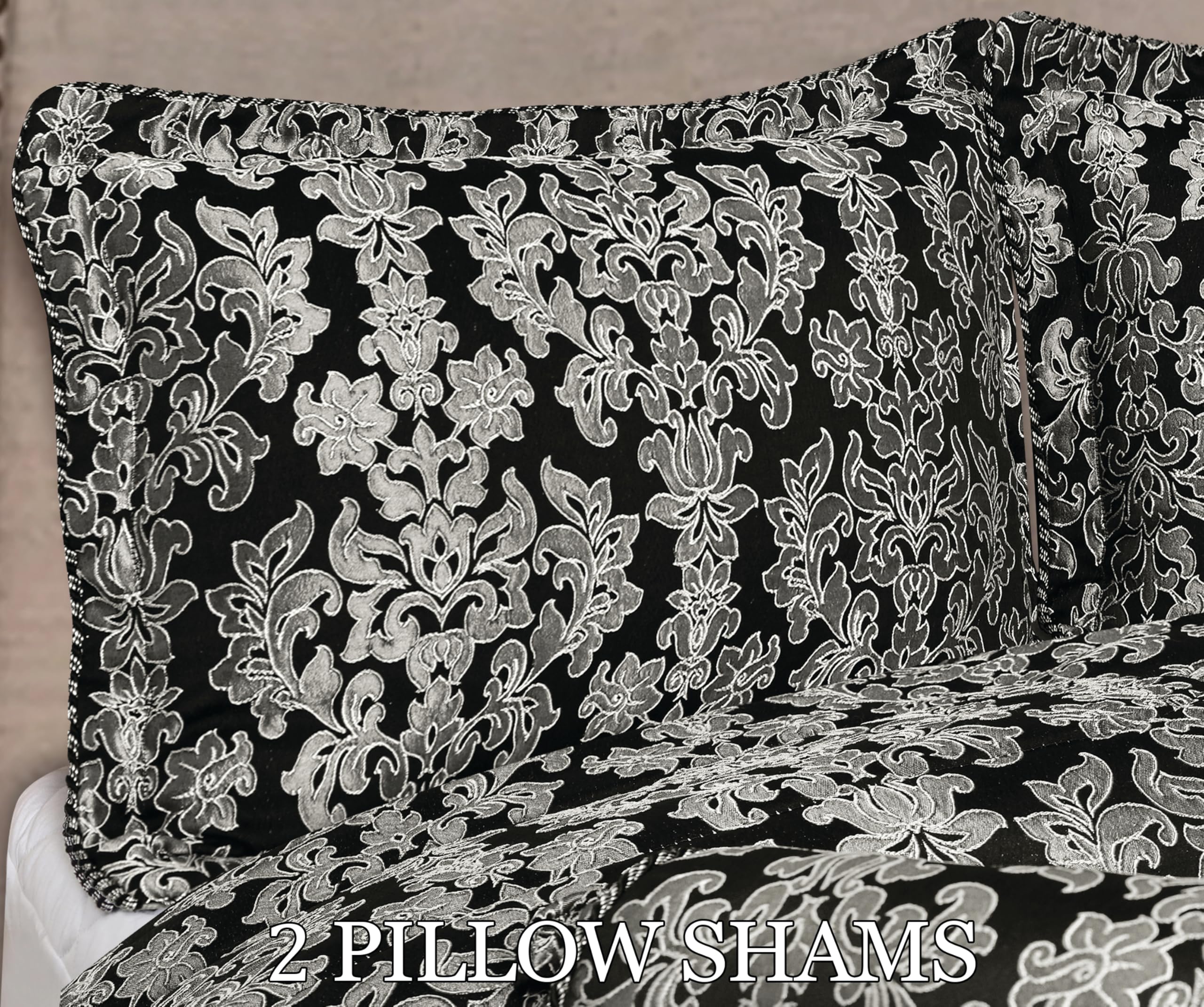 Living Luxury Jacquard Floral Comforter Set – 3pc
