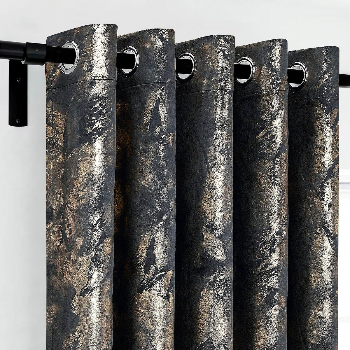 Luxury Metallic Marble Velvet Curtains – Pair