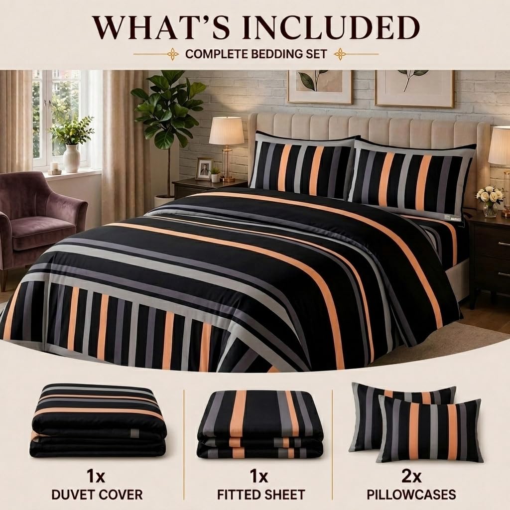 Living Luxury Striped Duvet & Bedding Set