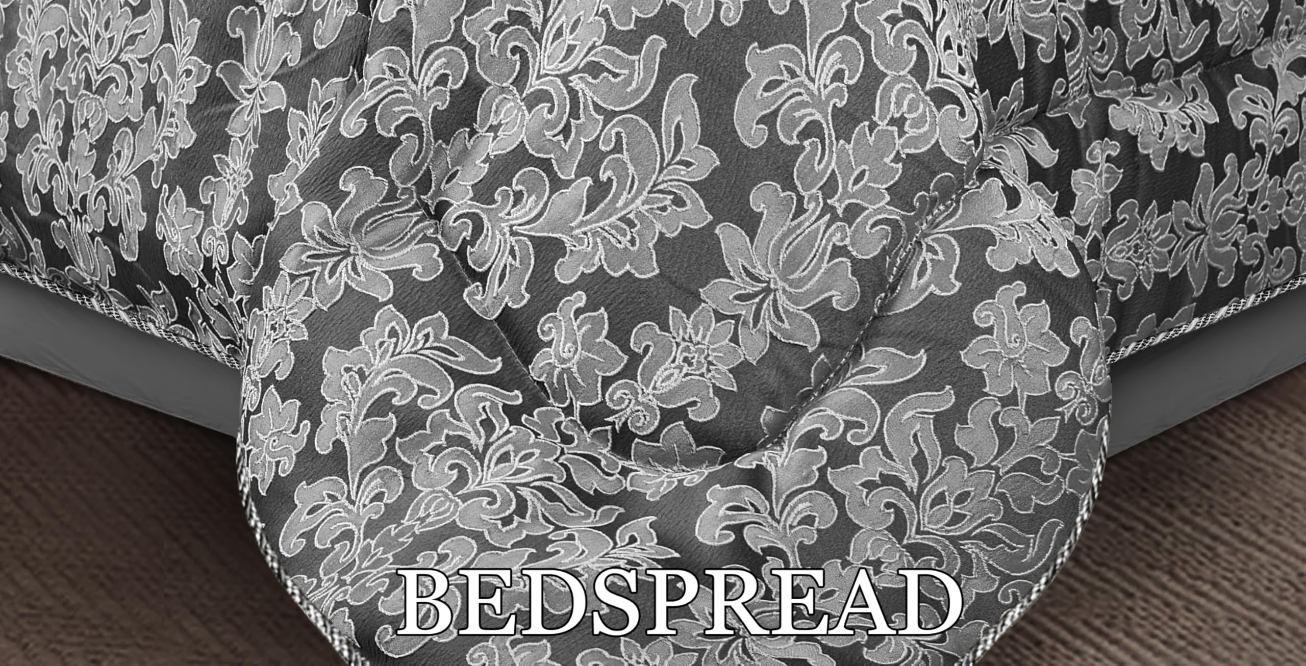 Living Luxury Jacquard Floral Comforter Set – 7pc