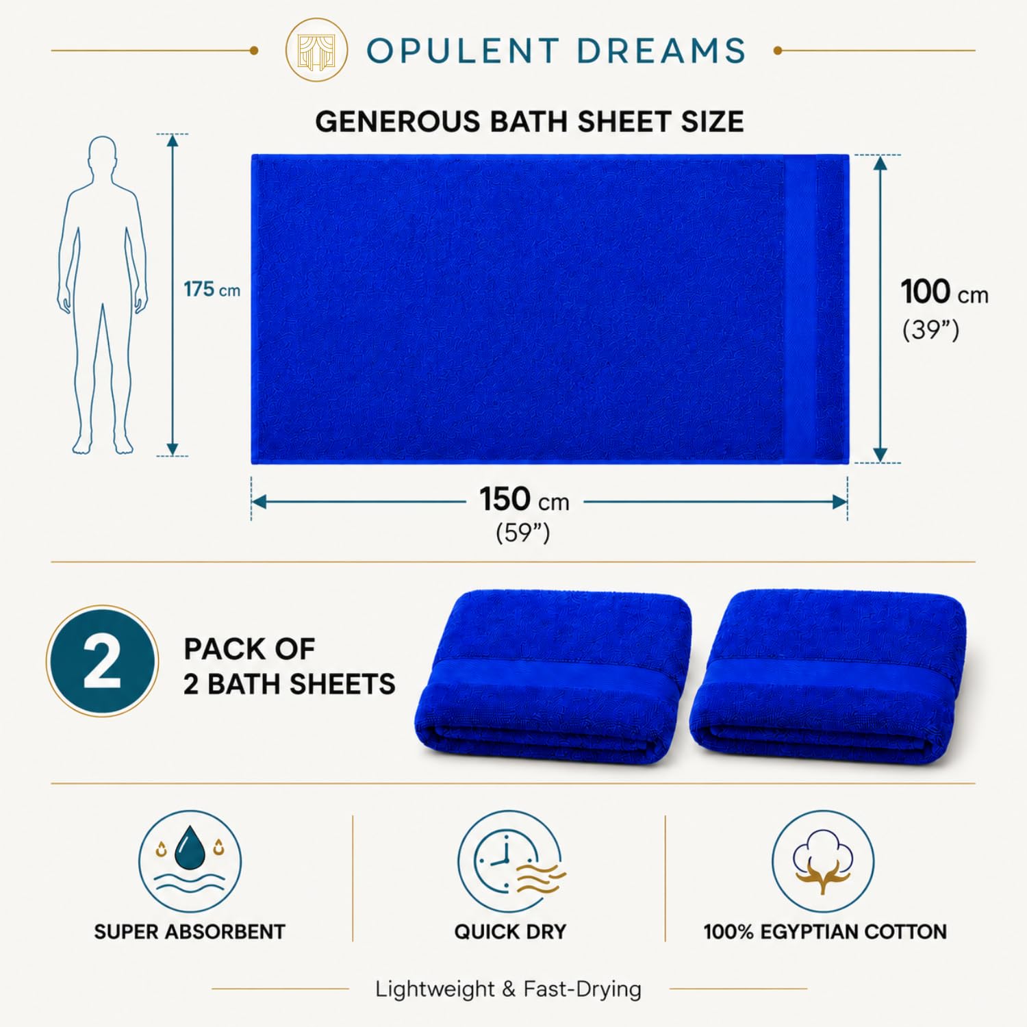 Luxury 100% Egyptian Cotton Towel Set – Beige, Super Soft & Quick-Dry