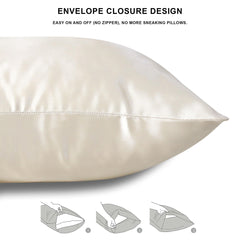 Satin Pillowcases Beige – 2 Pack for Hair & Skin, Envelope Closure