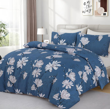Living Premium Blue 4-Piece Microfiber Duvet Set