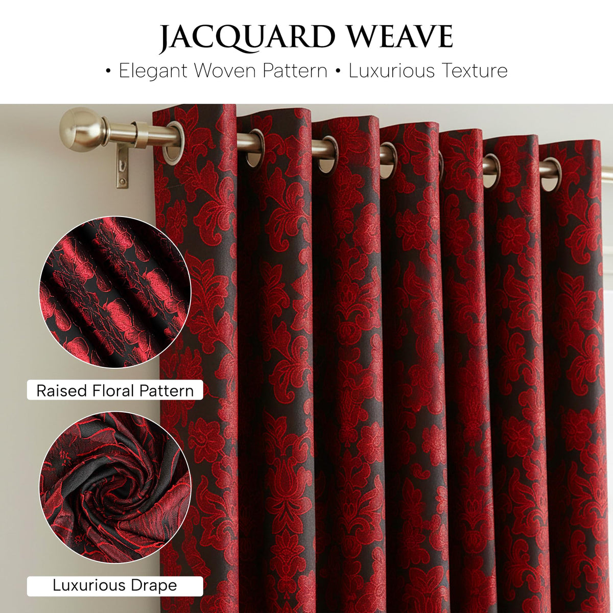 Luxury Jacquard Curtains – Fully Lined Pair