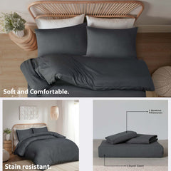 Plain Duvet Cover Set Navy – Soft Microfibre with Pillowcases