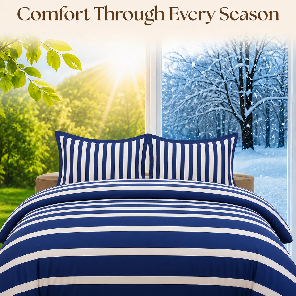 Living Premium Striped Duvet & Bedding Set – 2pc