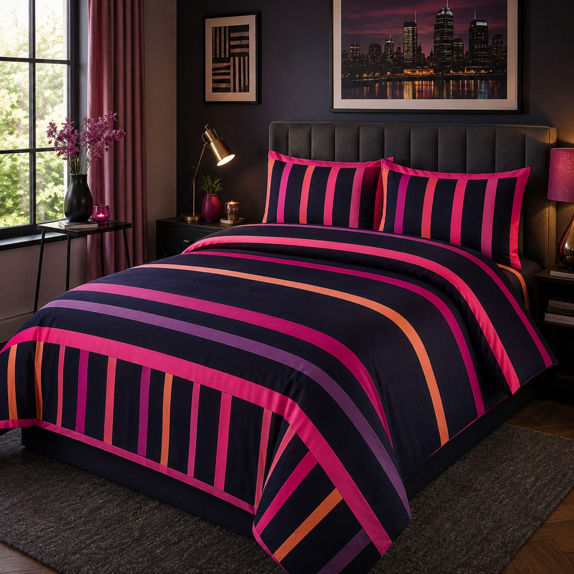 Living Luxury Striped Duvet & Bedding Set