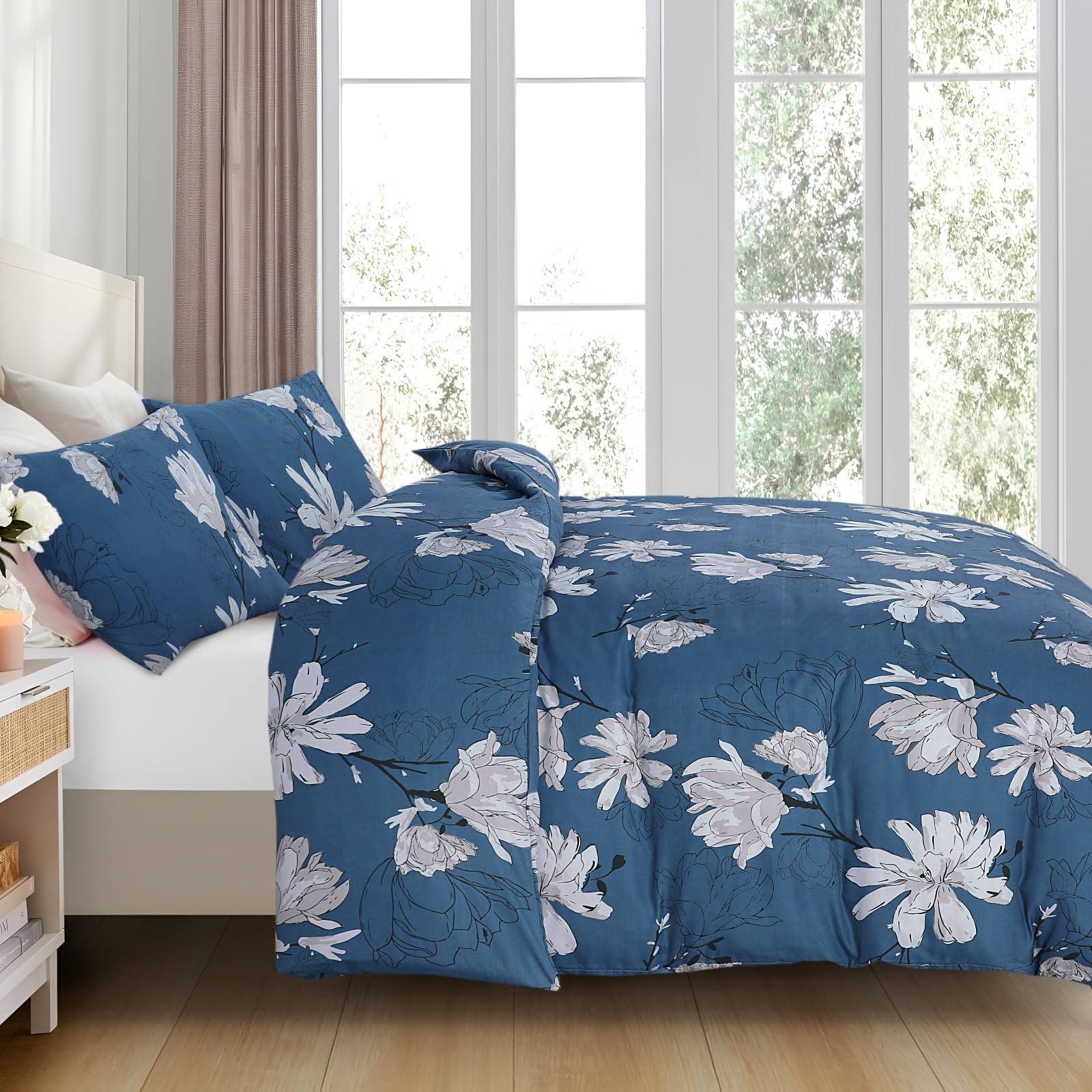 Living Premium Blue 4-Piece Microfiber Duvet Set