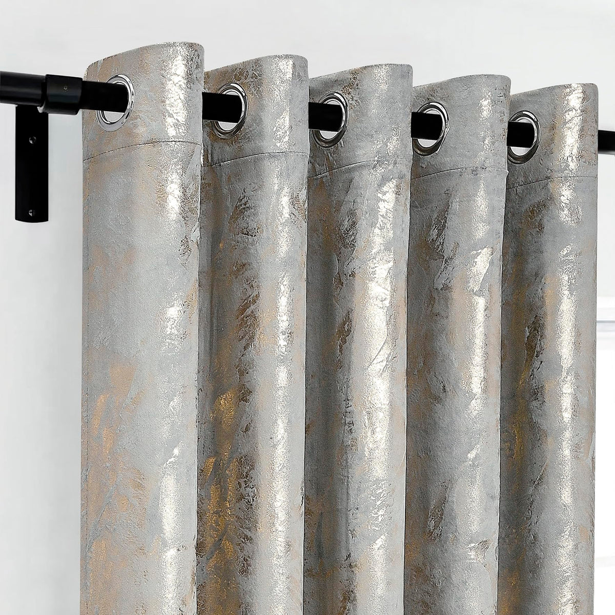 Luxury Metallic Marble Velvet Curtains – Pair