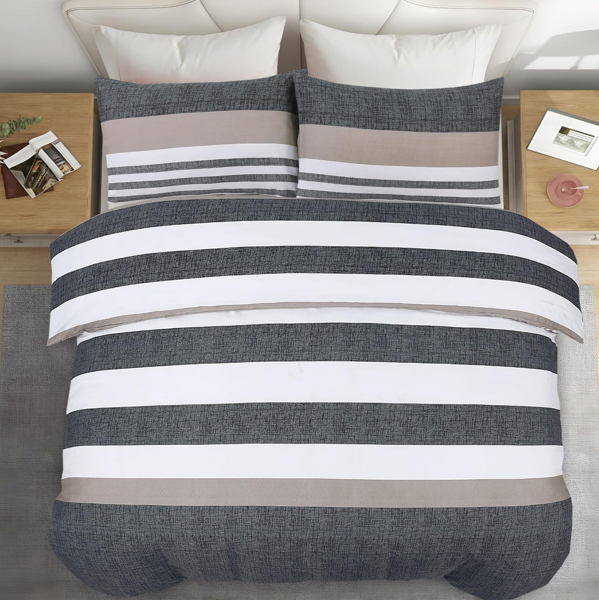 Living Premium Grey 4-Piece Microfiber Duvet Set