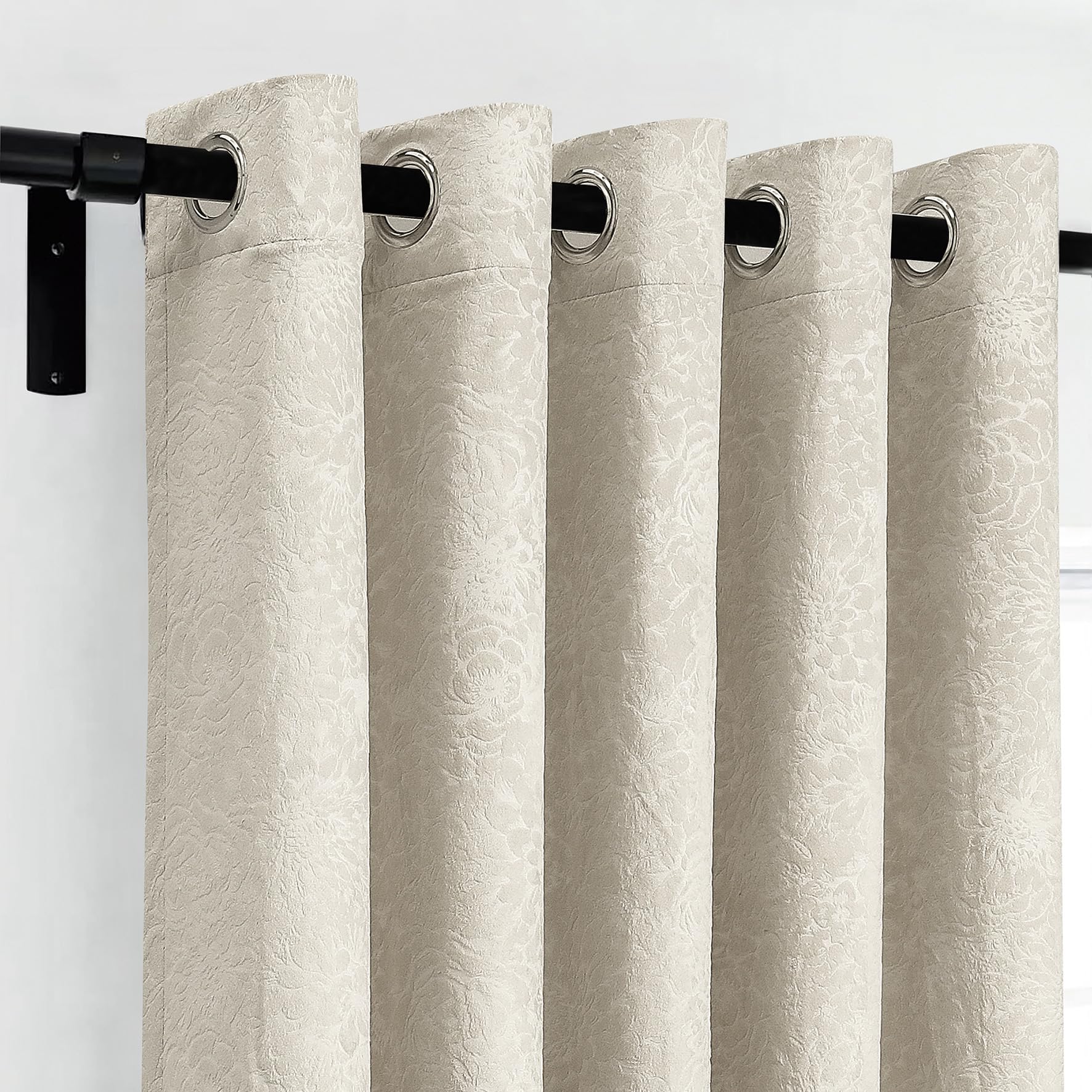 Luxury Floral Jacquard Velvet Curtains – Pair