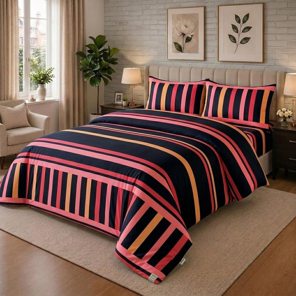 Living Luxury Striped Duvet & Bedding Set