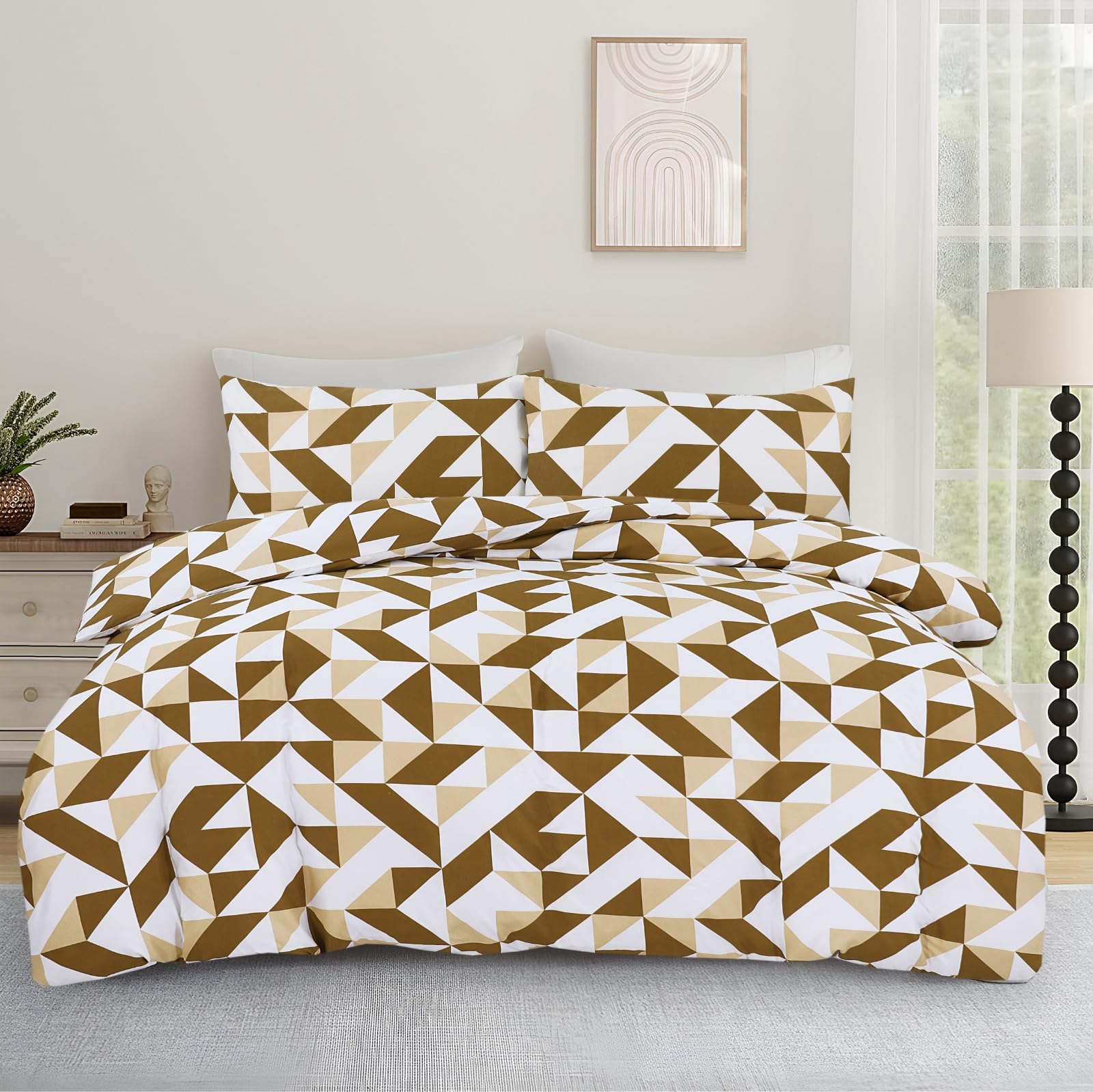 Opulent Living Duvet Cover Set With Fitted Sheet & Pillowcases,4 Piece Microfiber Soft Breathable Bedding Set, Machine Washable, Wrinkle Resistant, Single Double, King – Prism