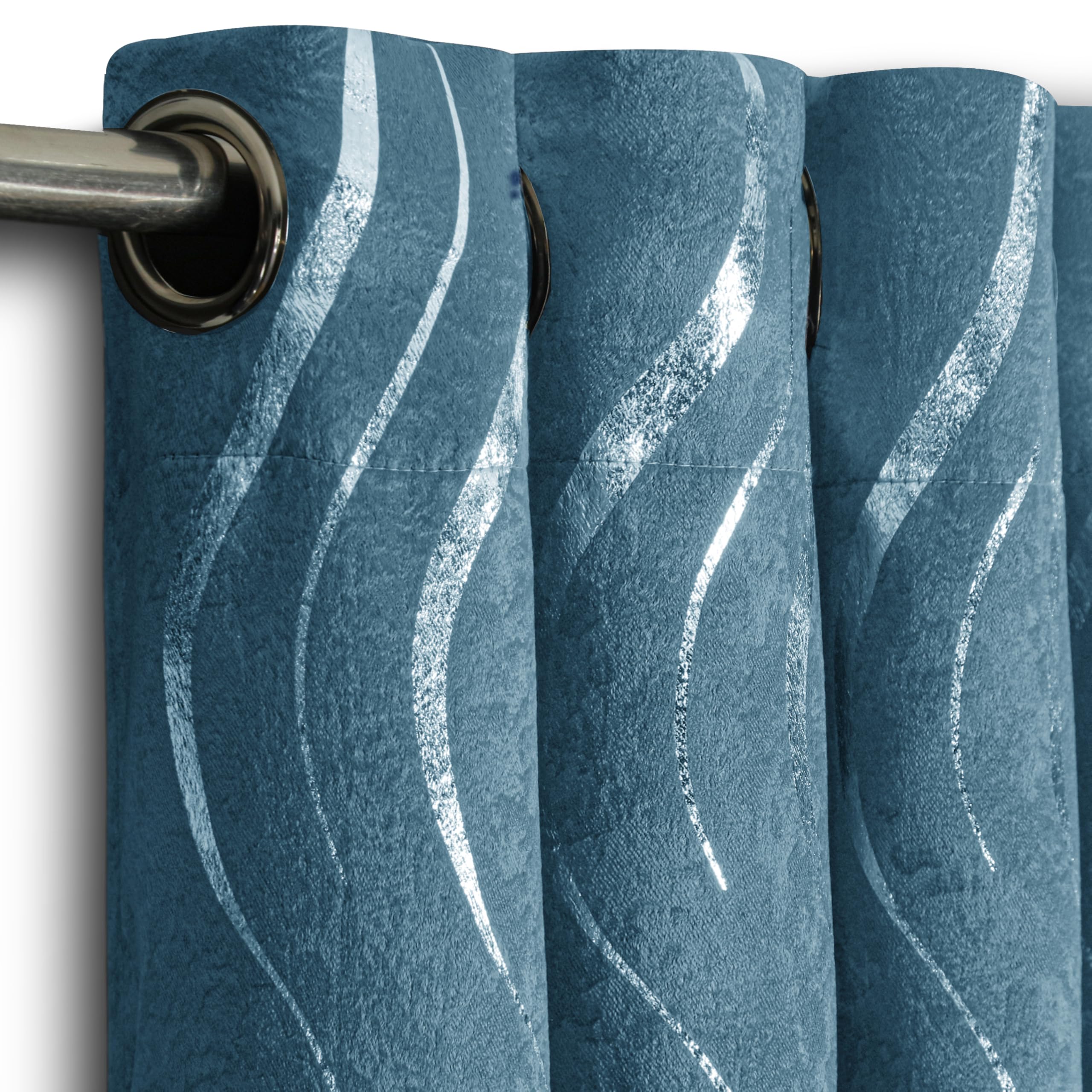 Premium Silver Wave Room Darkening Curtains – Pair