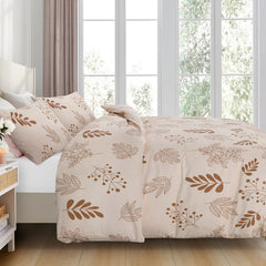 Opulent Living Duvet Cover Set With Fitted Sheet & Pillowcases,4 Piece Microfiber Soft Breathable Bedding Set, Machine Washable, Wrinkle Resistant, Single Double, King - Beige