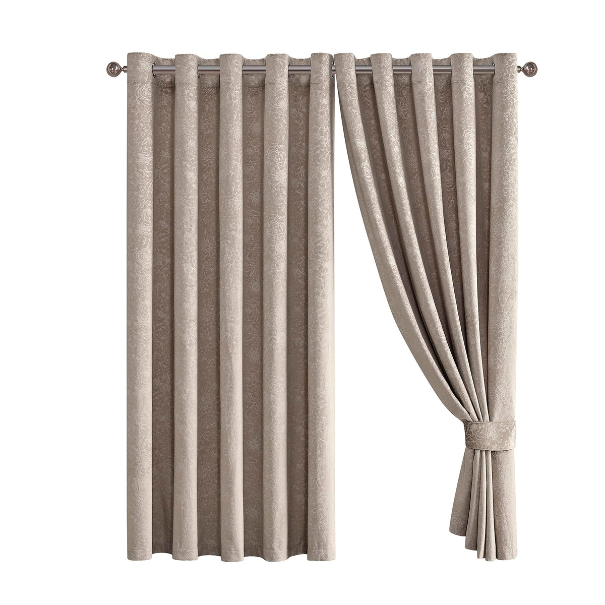Luxury Floral Jacquard Velvet Curtains – Pair