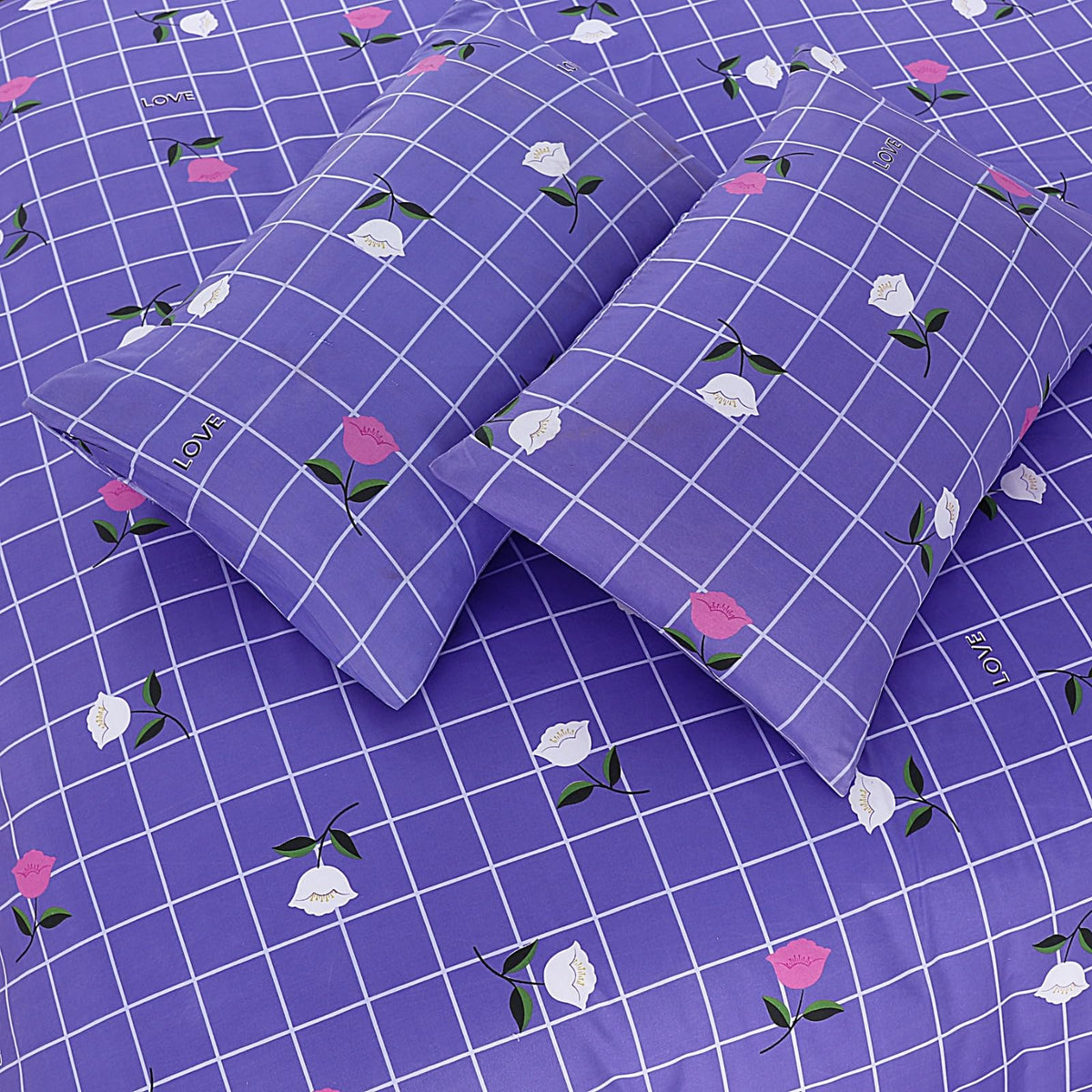 Living Premium Purple 4-Piece Microfiber Duvet Set