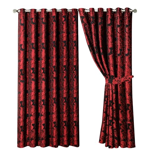 Jacquard Curtains – Fully Lined Ring Top with Tie Backs