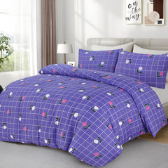 Opulent Living Duvet Cover Set With Fitted Sheet & Pillowcases,4 Piece Microfiber Soft Breathable Bedding Set, Machine Washable, Wrinkle Resistant, Single Double, King - Purple