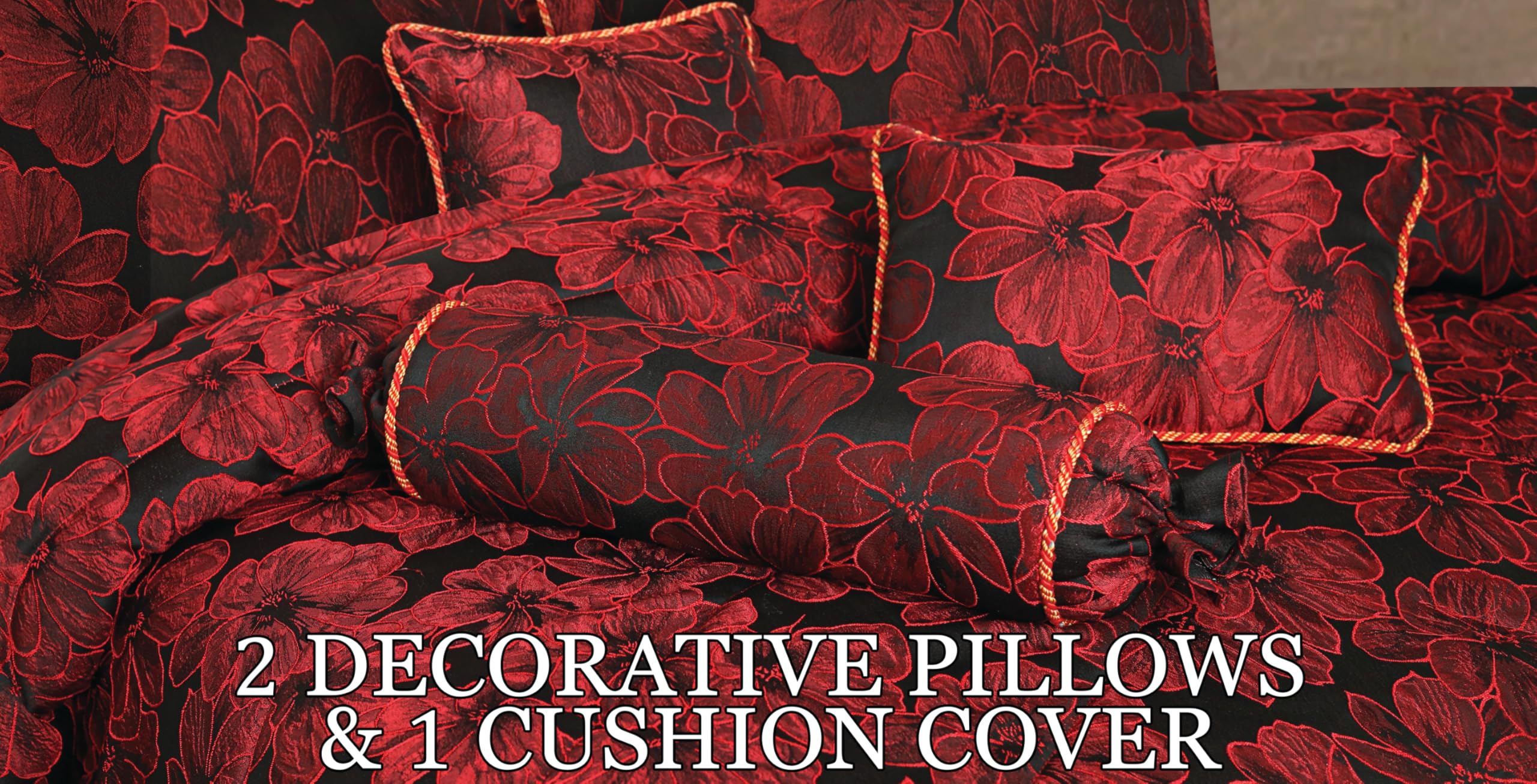 Living Luxury Jacquard Floral Comforter Set – 7pc