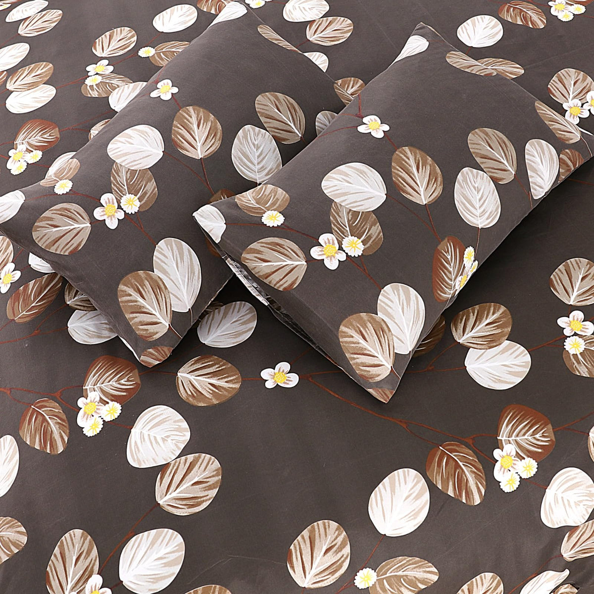 Living Premium Dark Brown 4-Piece Microfiber Duvet Set