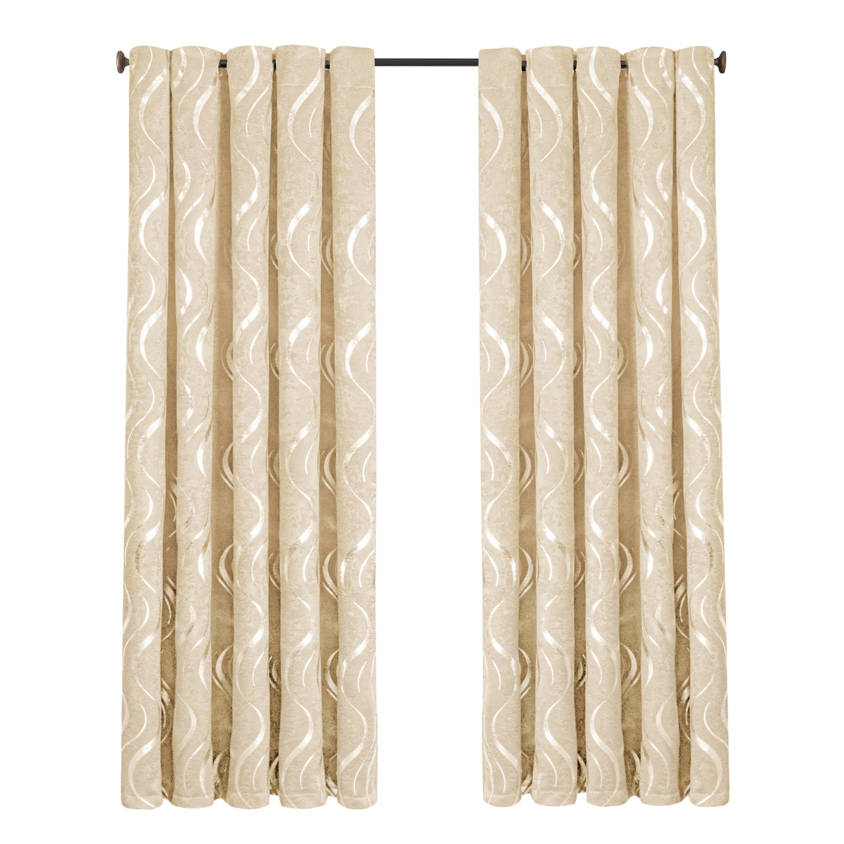 Lustrous Foil Print Luxury Blackout Curtains