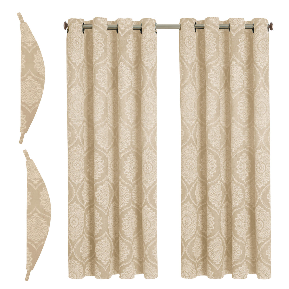 Royal Damask Luxury Blackout Curtains – Cream