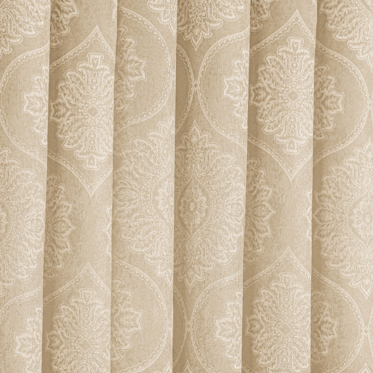 Royal Damask Luxury Blackout Curtains – Cream