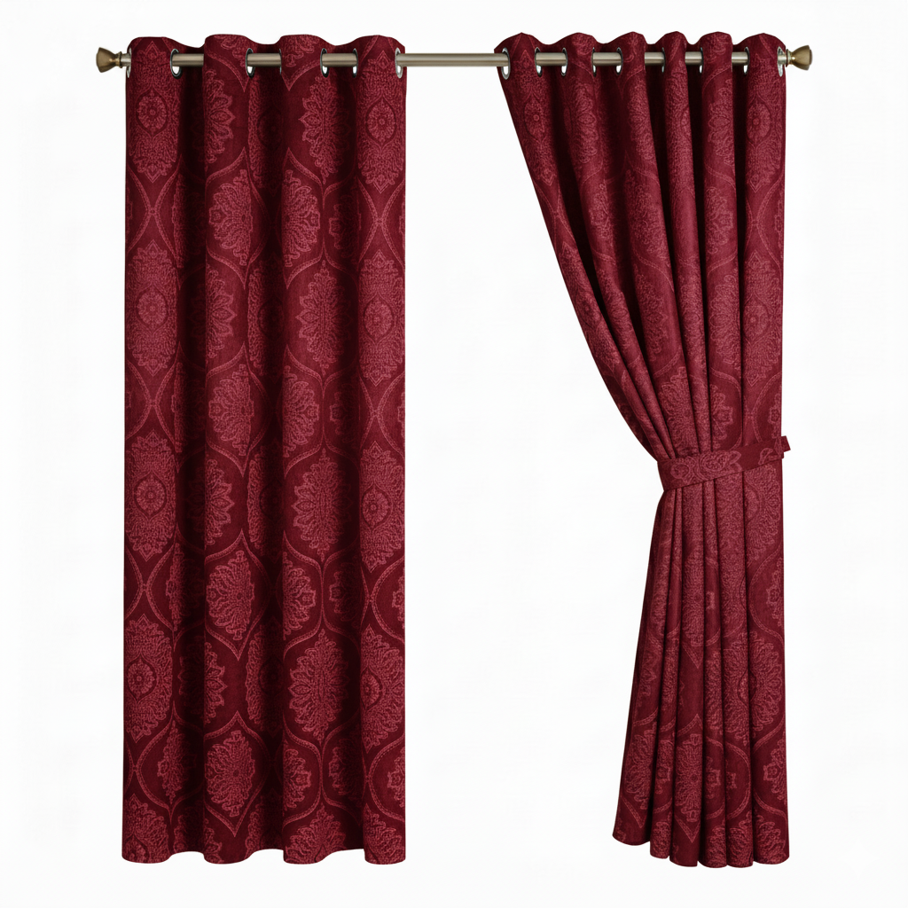 Royal Damask Luxury Blackout Curtains – Cream