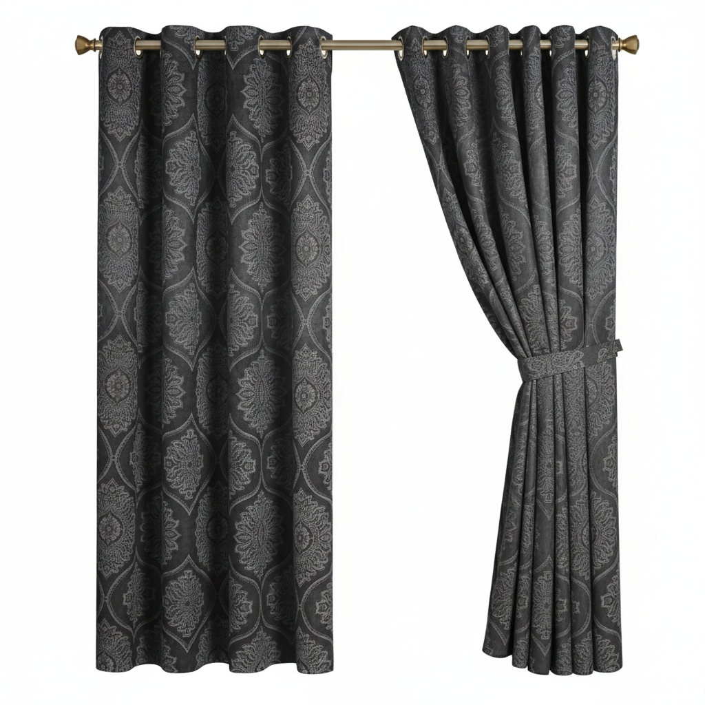 Royal Damask Luxury Blackout Curtains – Cream