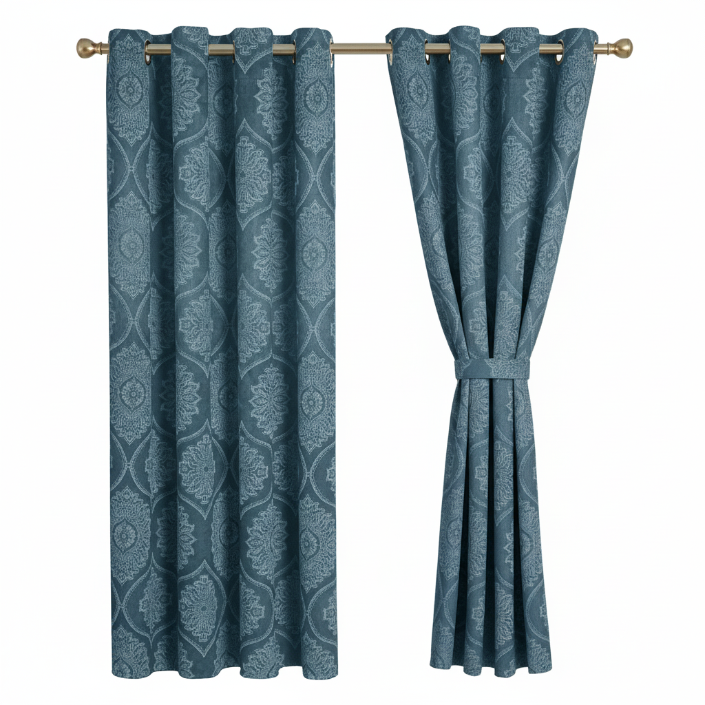 Royal Damask Luxury Blackout Curtains – Cream