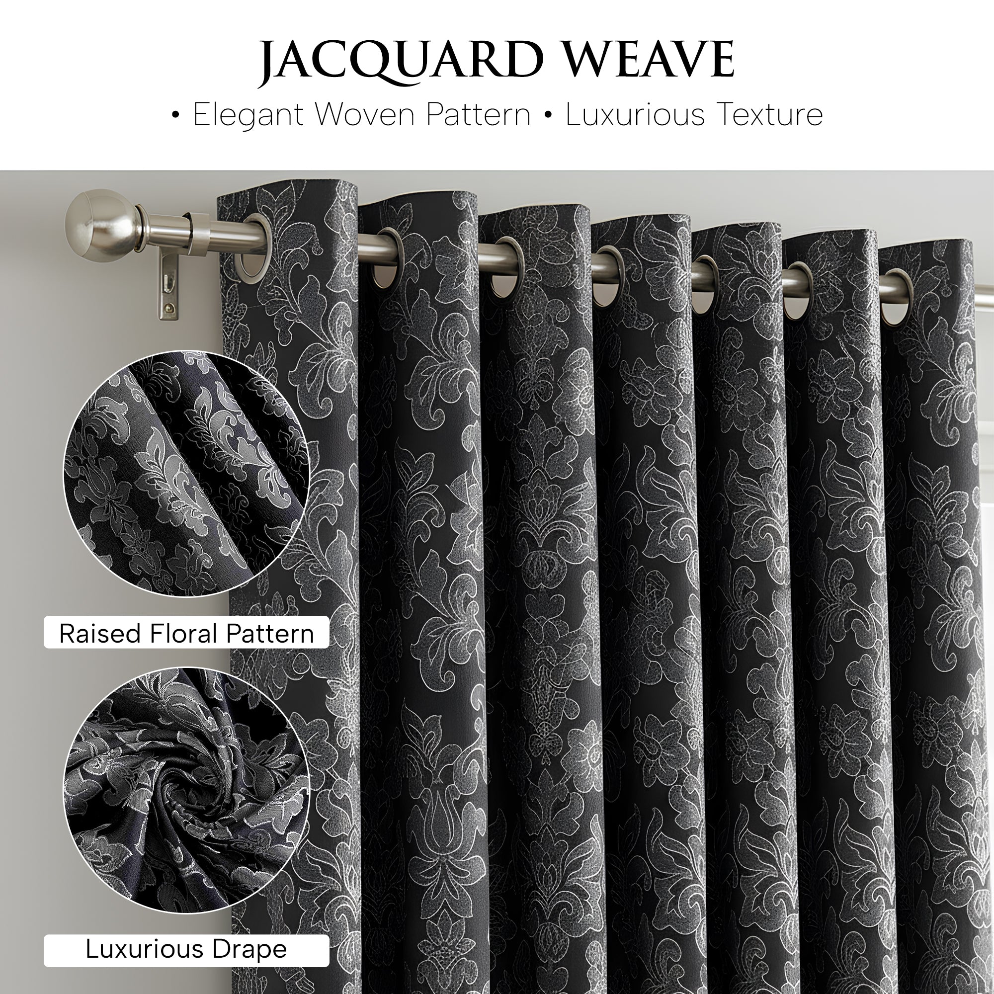 Diana Luxury Floral Blackout Curtains