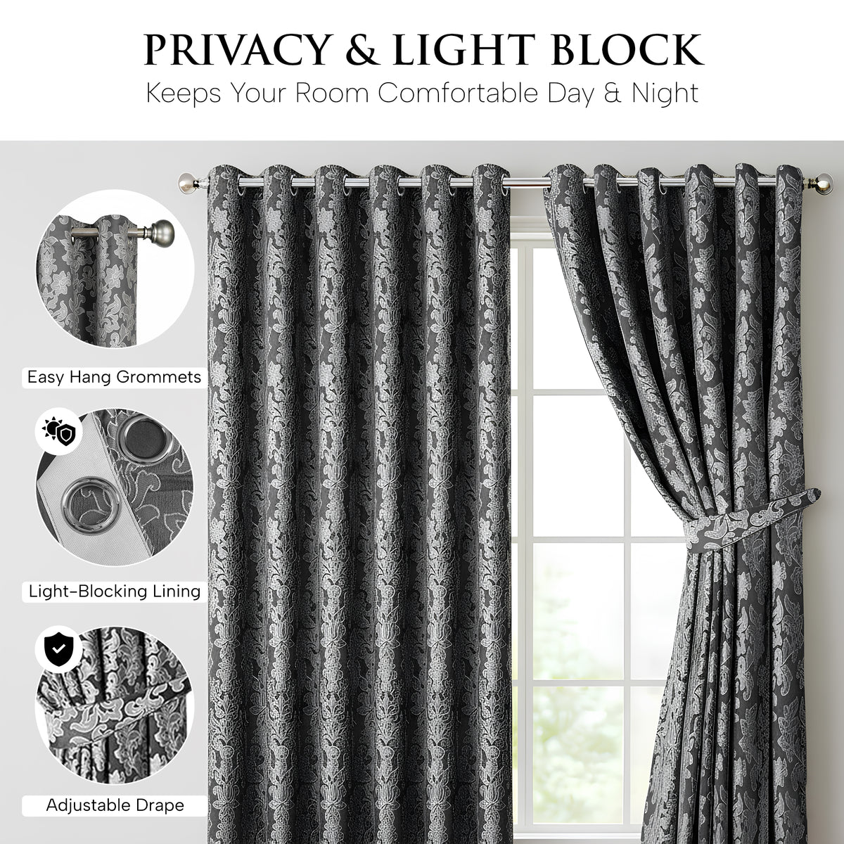 Diana Luxury Floral Blackout Curtains