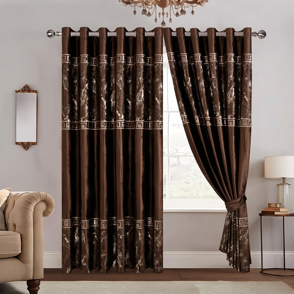 Greek Key Luxury Textured Blackout Curtains