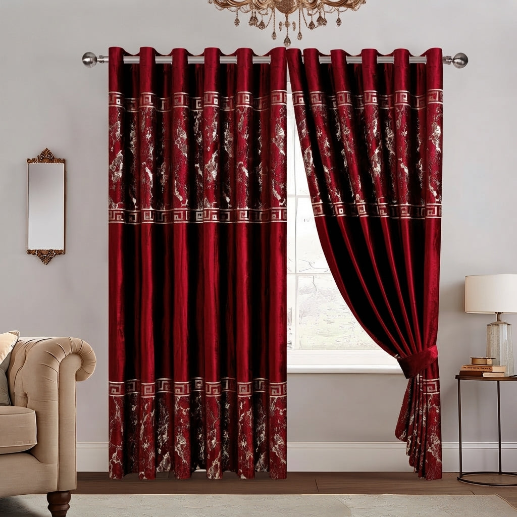 Greek Key Luxury Textured Blackout Curtains