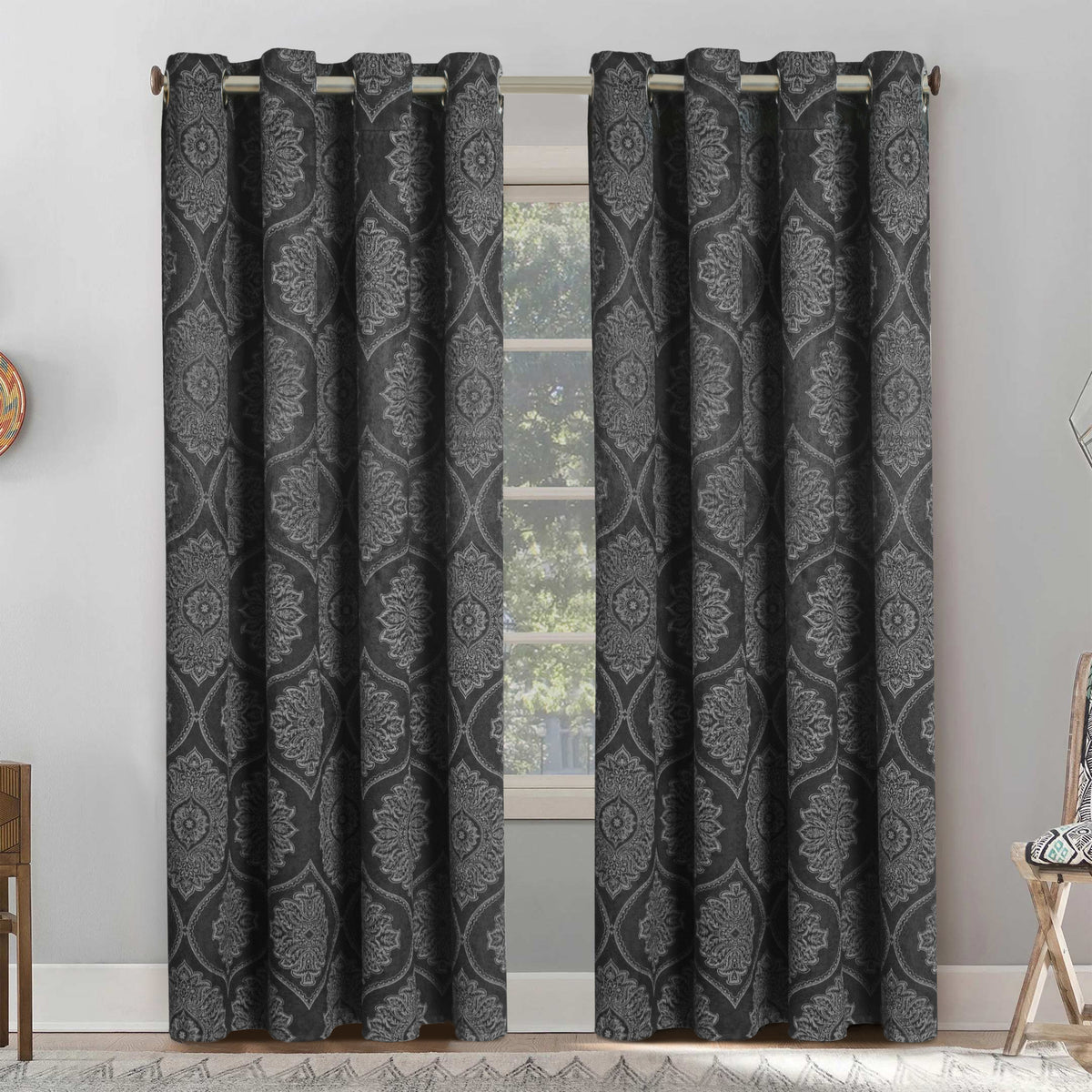 Royal Damask Luxury Blackout Curtains – Cream