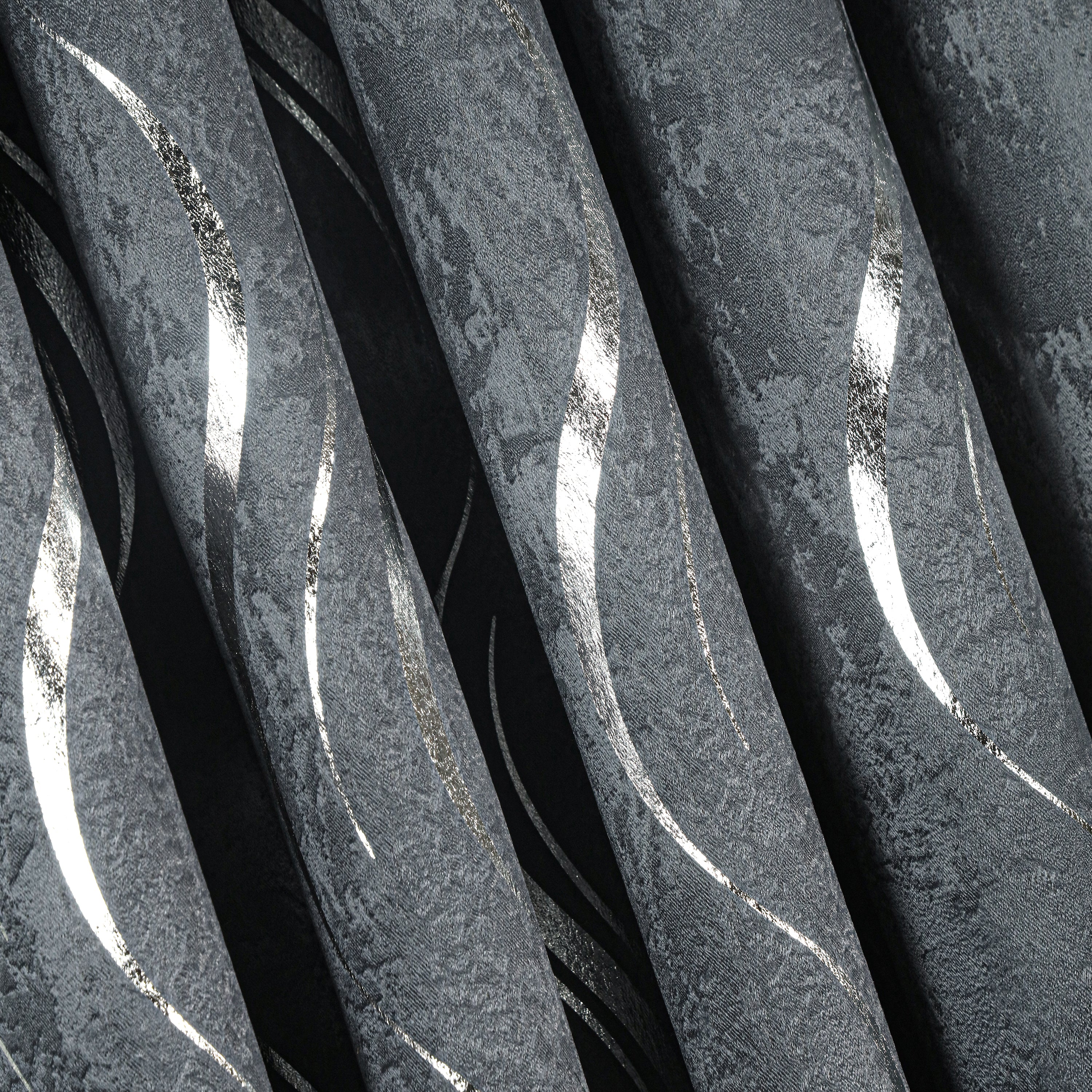 Lustrous Foil Print Luxury Blackout Curtains