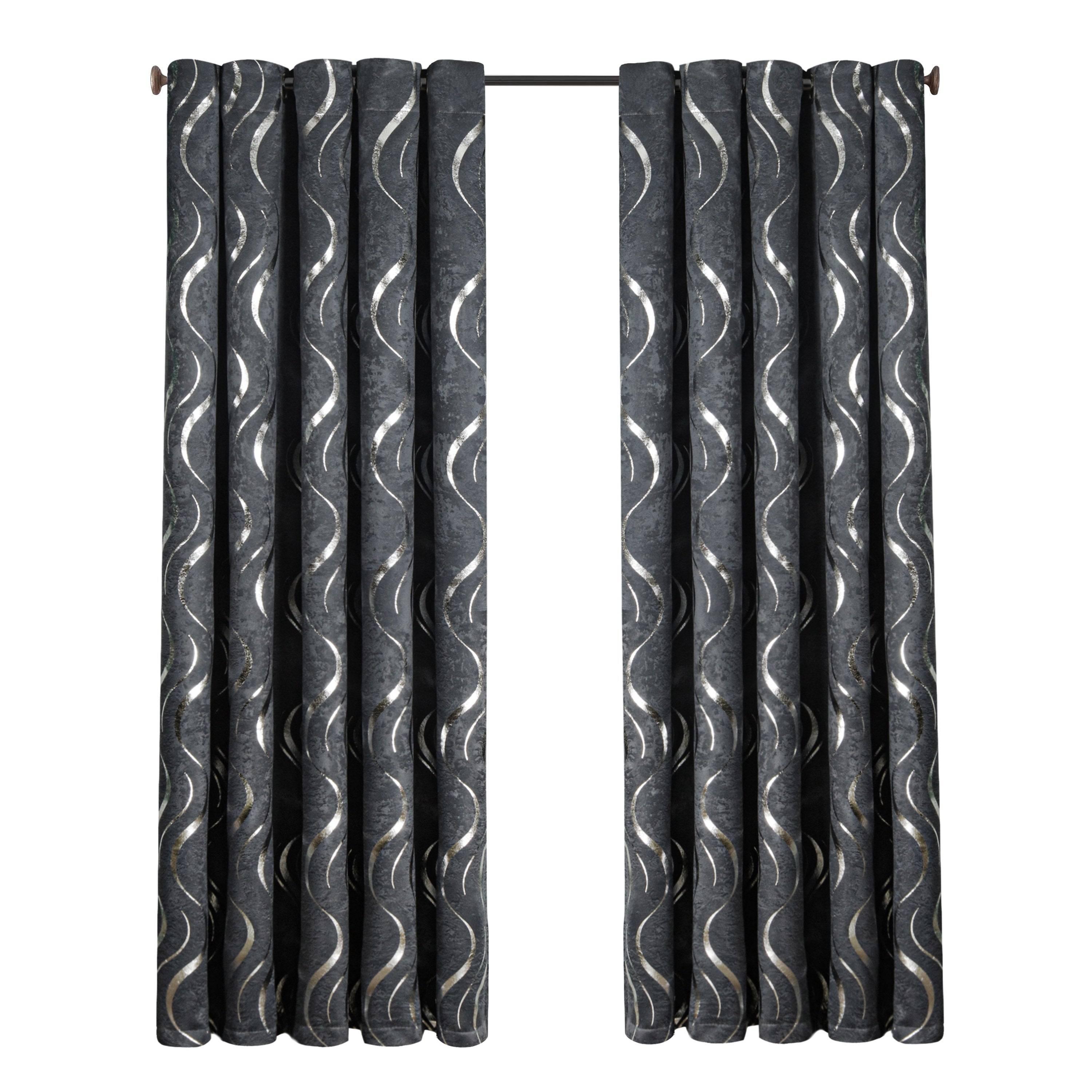 Lustrous Foil Print Luxury Blackout Curtains