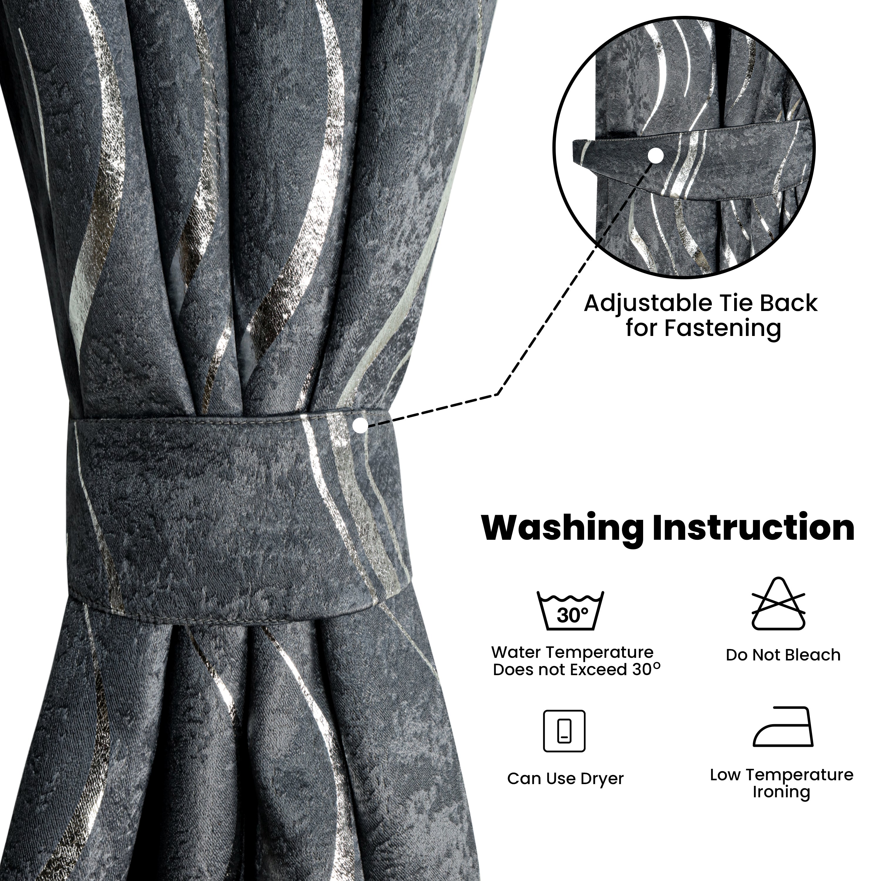 Lustrous Foil Print Luxury Blackout Curtains