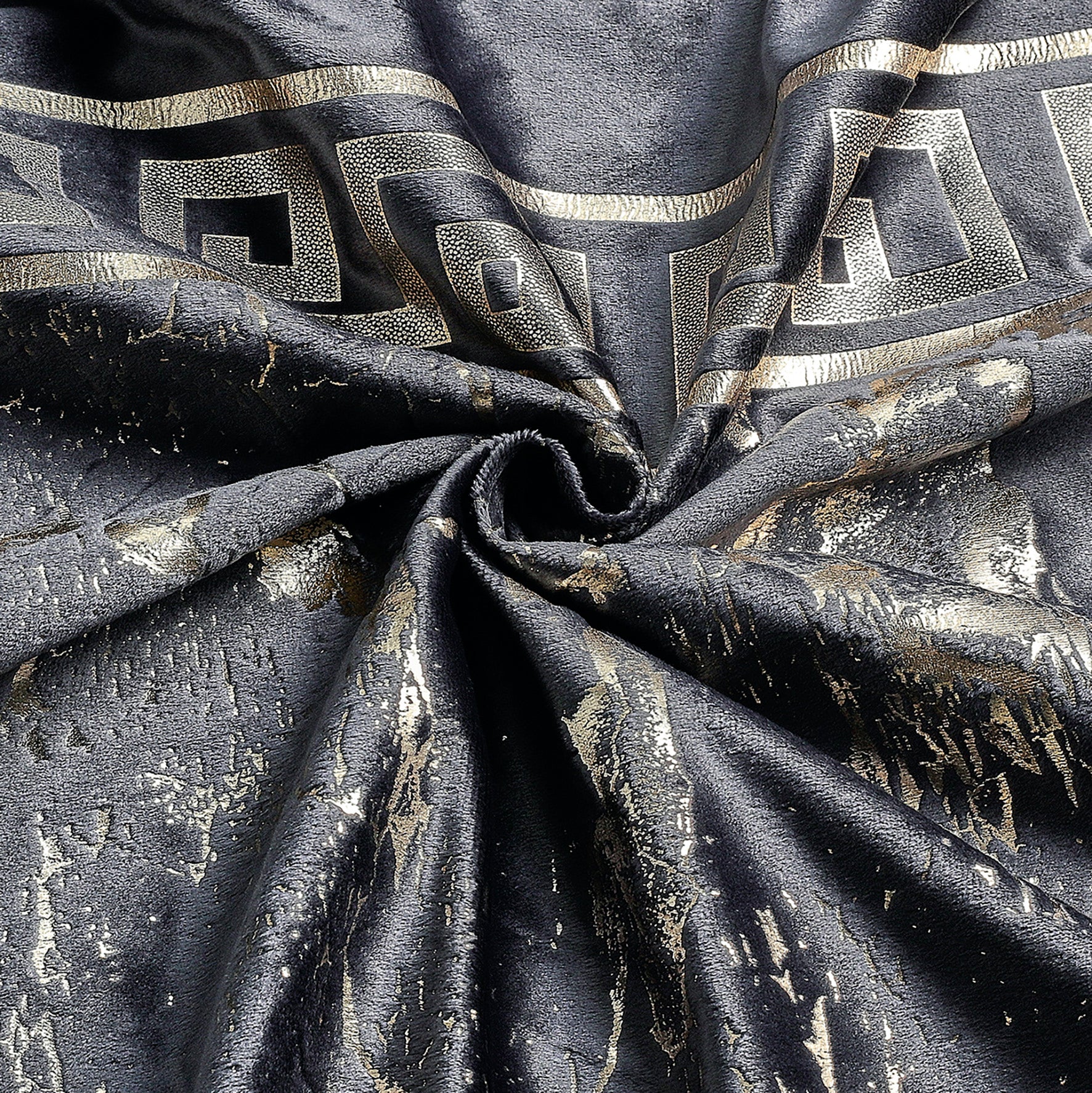 Greek Key Luxury Textured Blackout Curtains