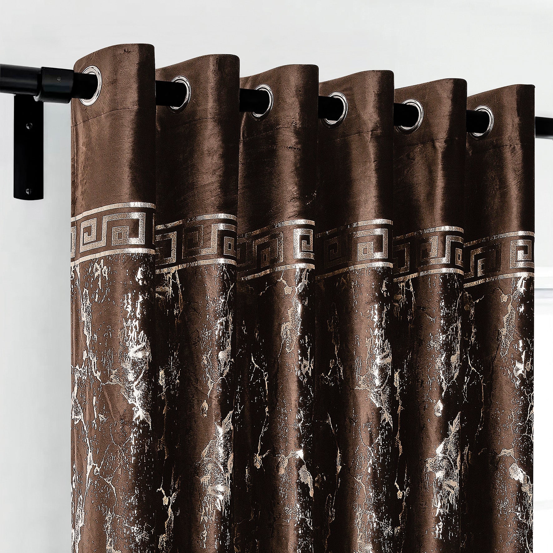 Greek Key Luxury Textured Blackout Curtains
