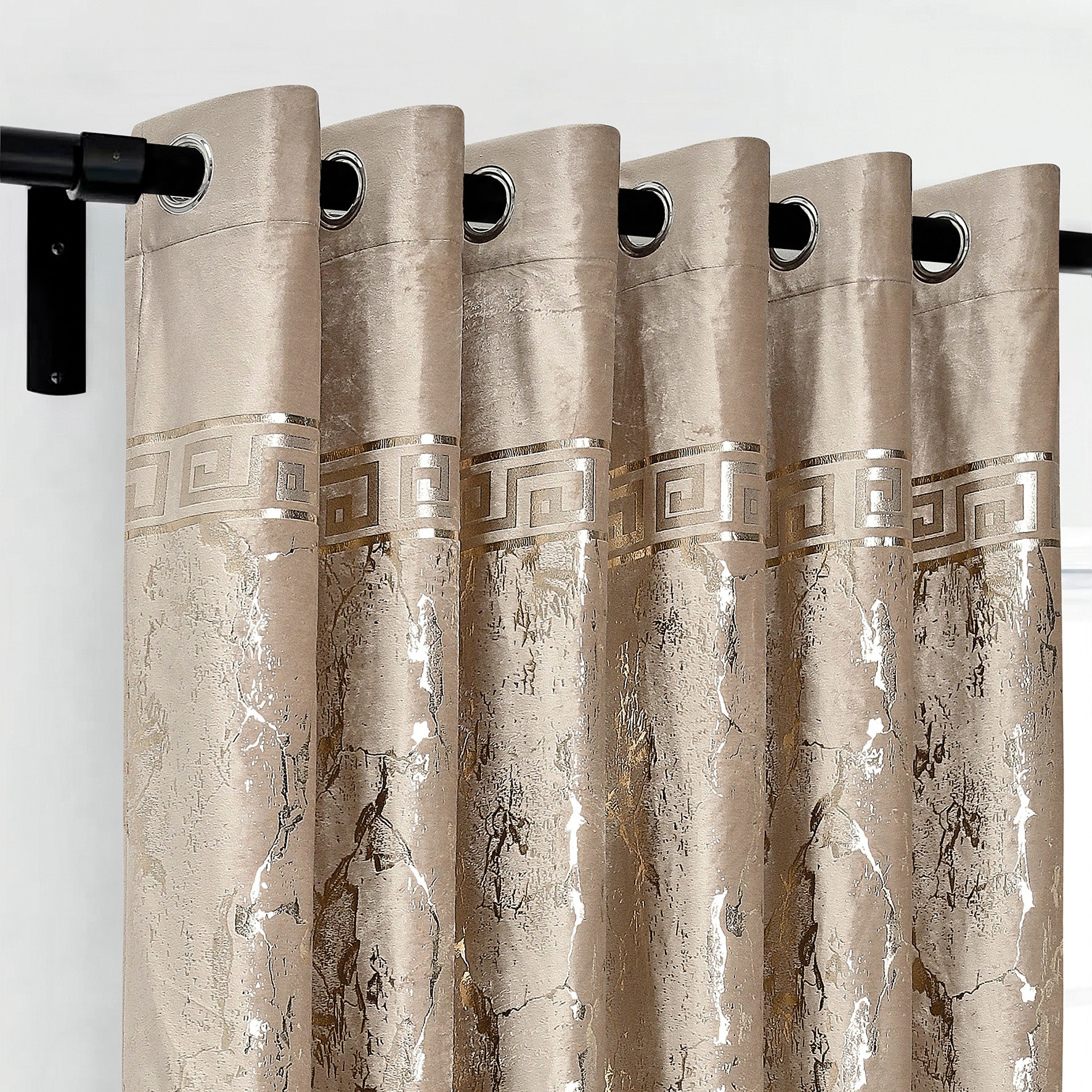 Greek Key Luxury Textured Blackout Curtains