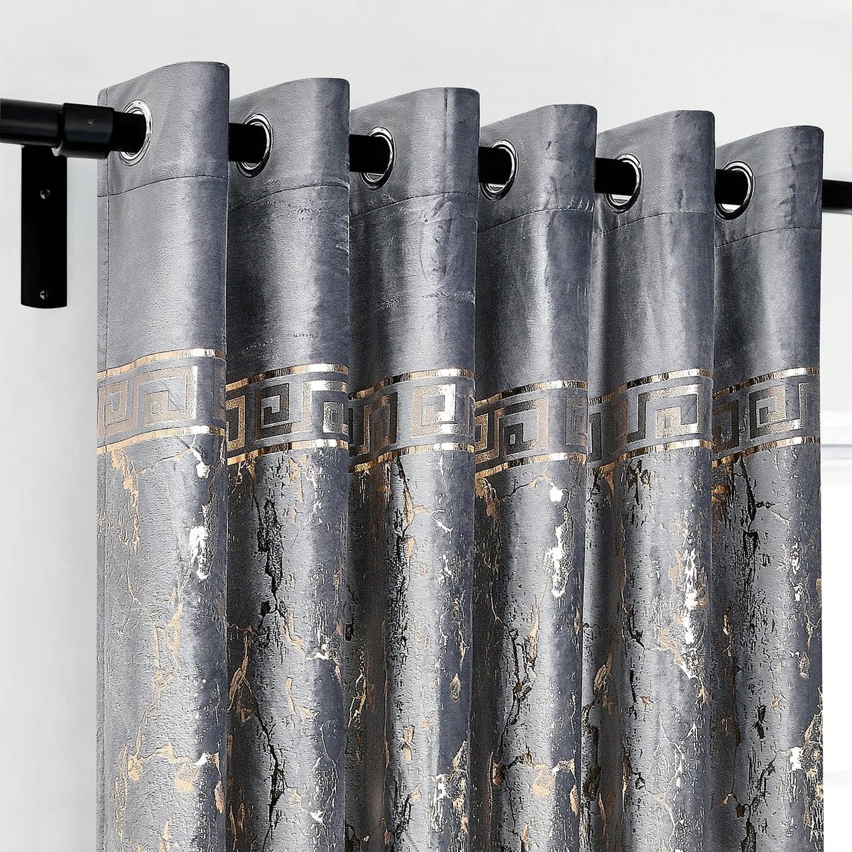 Greek Key Luxury Textured Blackout Curtains
