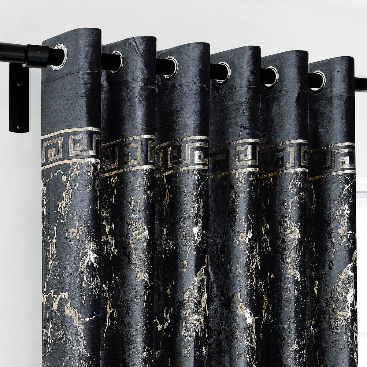 Greek Key Luxury Textured Blackout Curtains