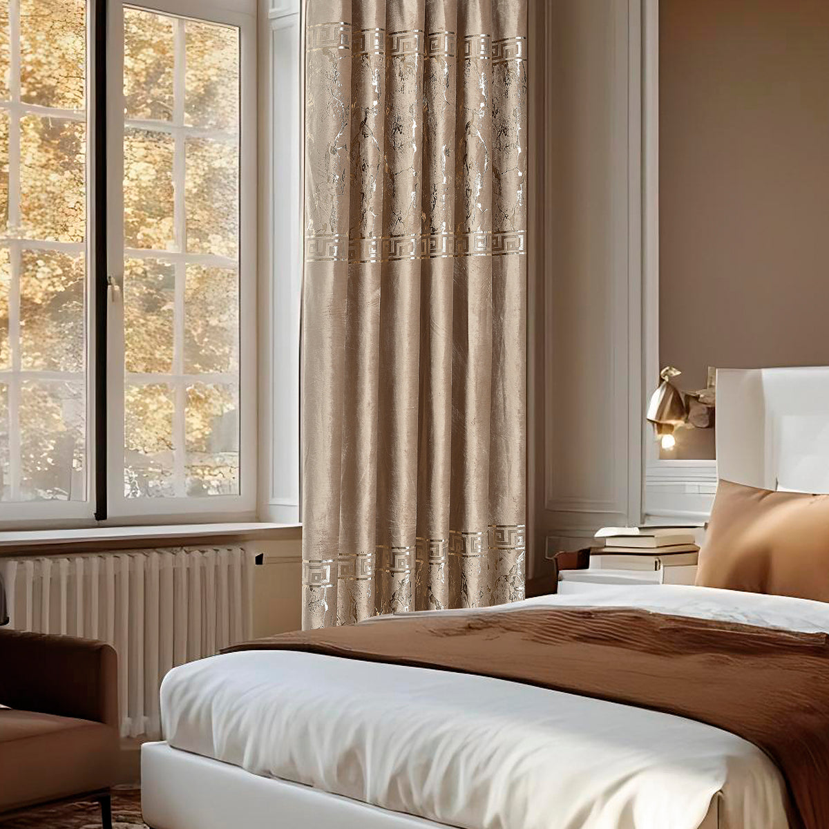 Greek Key Luxury Textured Blackout Curtains