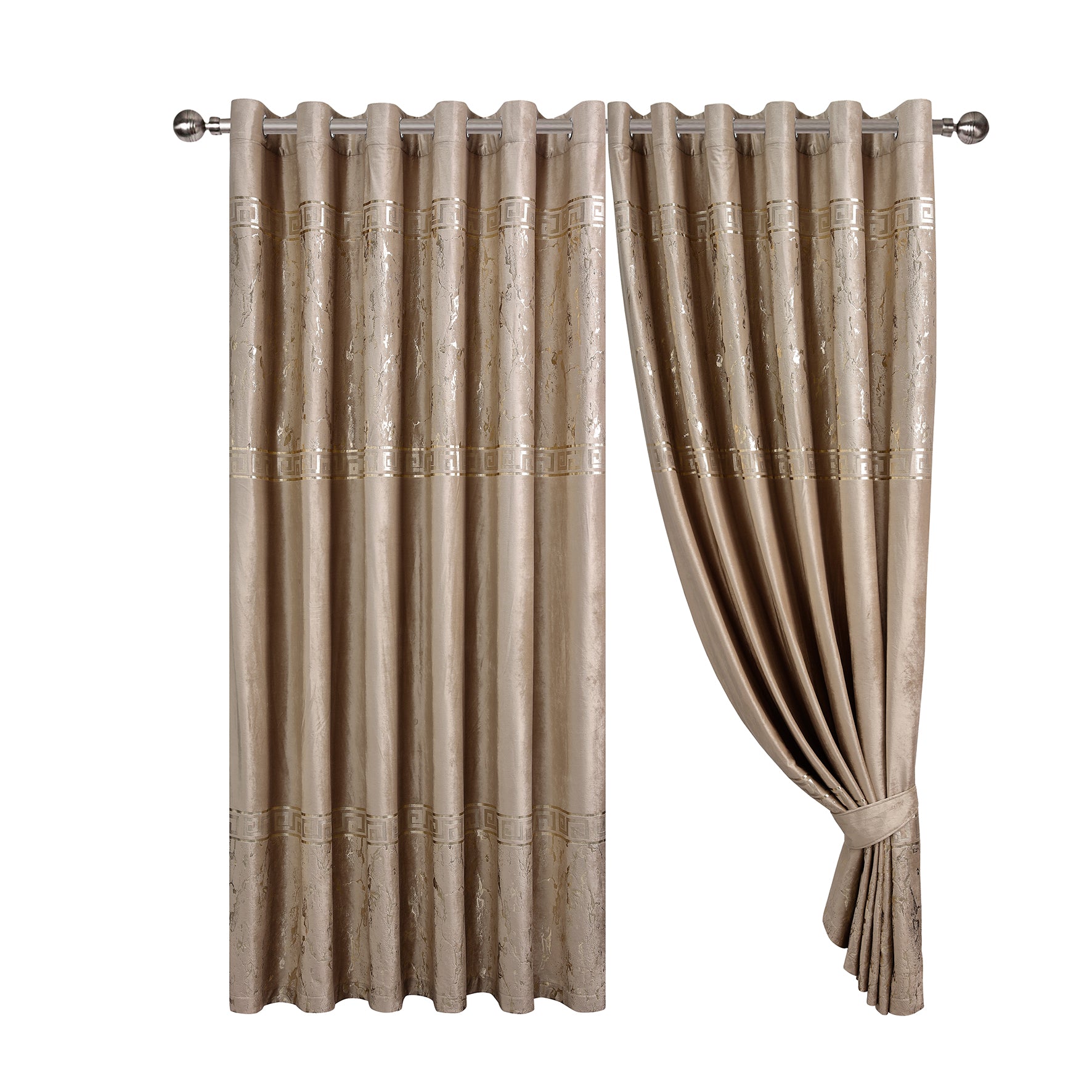 Greek Key Luxury Textured Blackout Curtains
