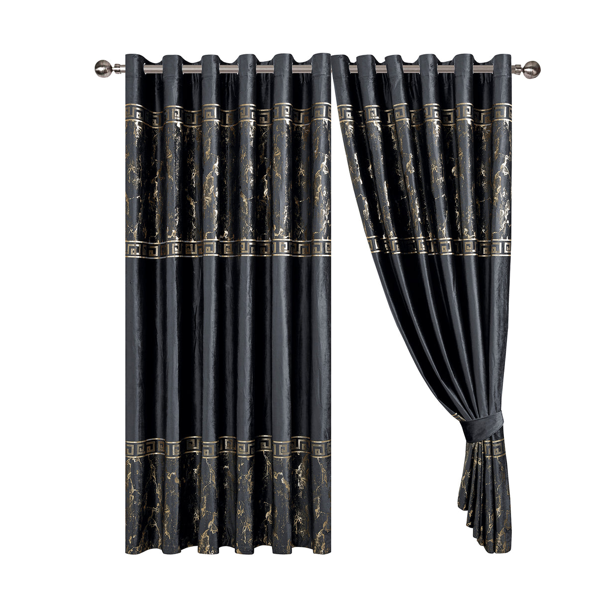 Greek Key Luxury Textured Blackout Curtains